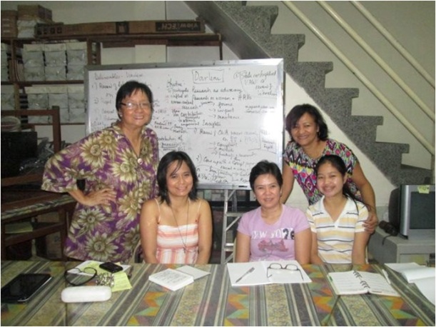 L-R: with Faculty Supervisor and UP Department of Women and Development Studies Chair Dr. Judy Taguiwalo, fellow fieldworker Darlene Caramanzana, Agency Supervisor and CWR Executive Director Ms. Jojo Guan, and Research Coordinator Ms. Cham Perez